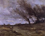 Corot Camille Rafaga of wind oil on canvas